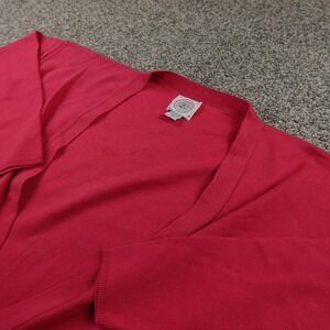 VTG Cardigan Womens M Red Pink Button Front Sweater Academia Grandma Top USA 90s